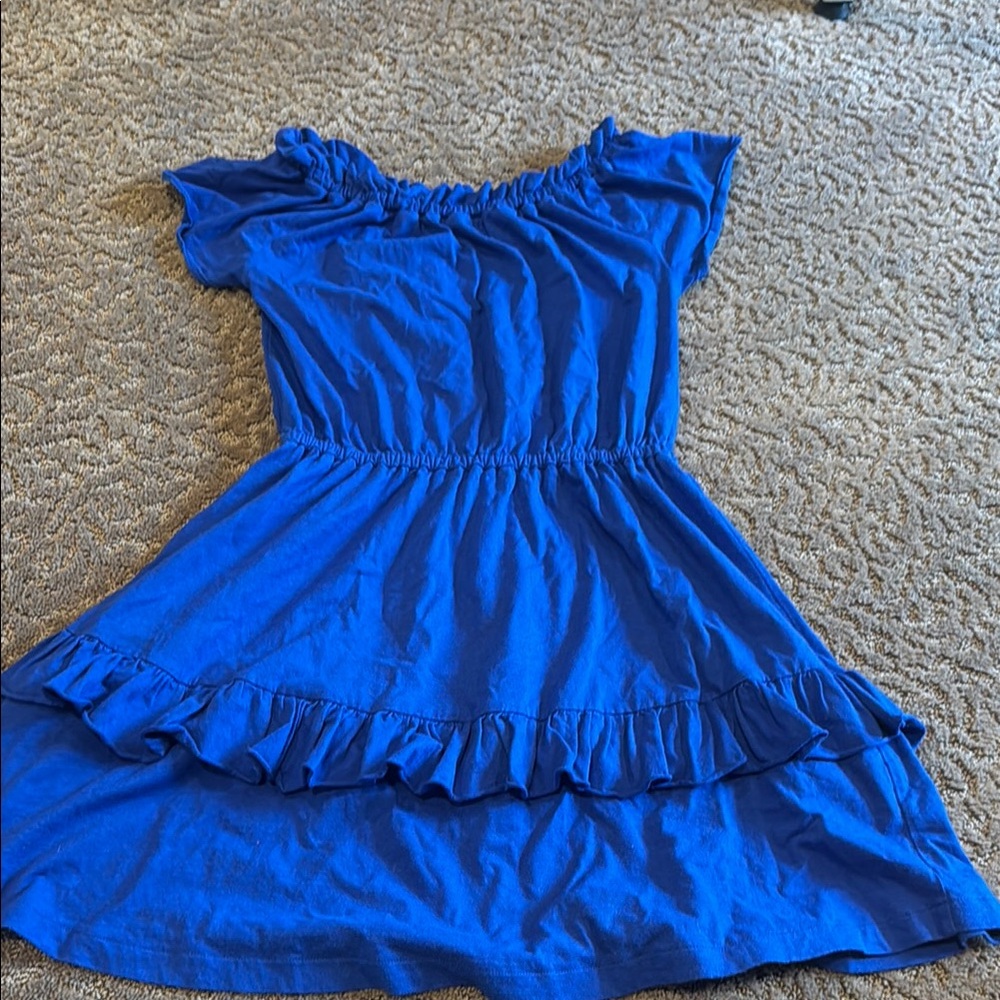 Crewcuts Blue Off-the-Shoulder Flutter Sleeve Sundress